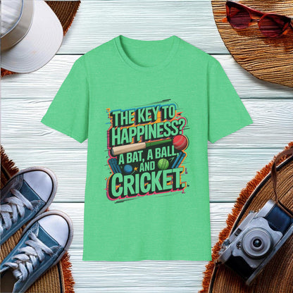 The Key to Happiness in Cricket T-Shirt - Location: United States