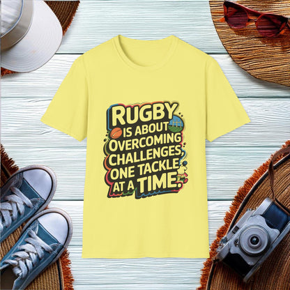 Overcoming Challenges in Rugby T-Shirt - Location: United States