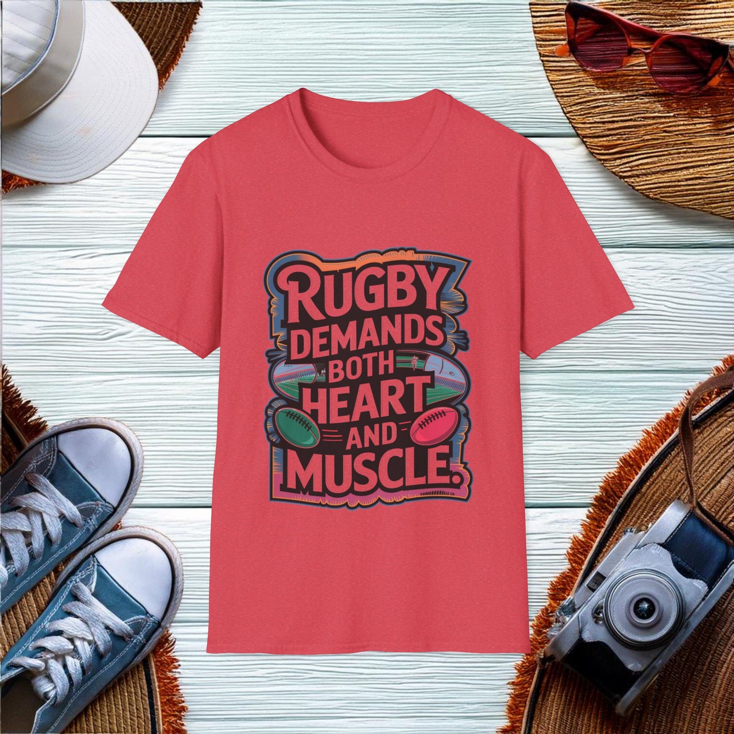 Heart and Muscle in Rugby T-Shirt - Location: United States