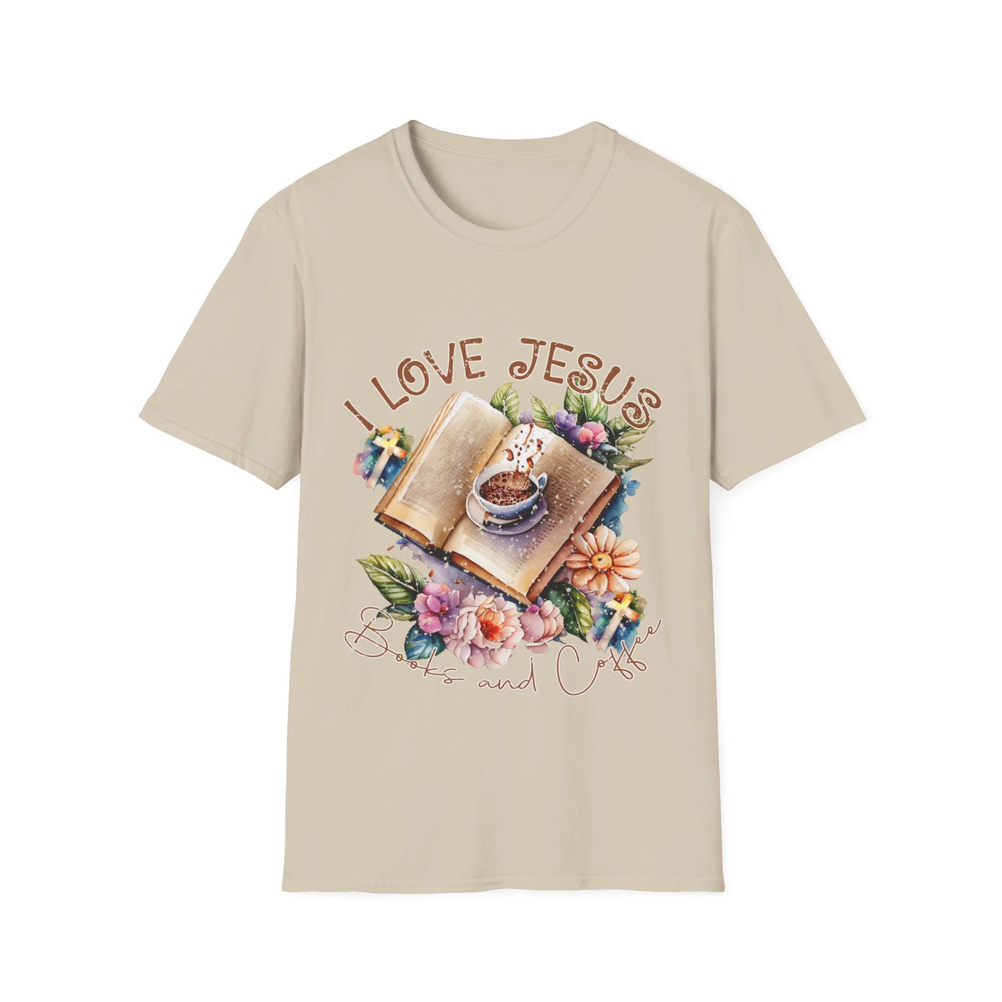 I Love Jesus Books and Coffee  T-Shirt