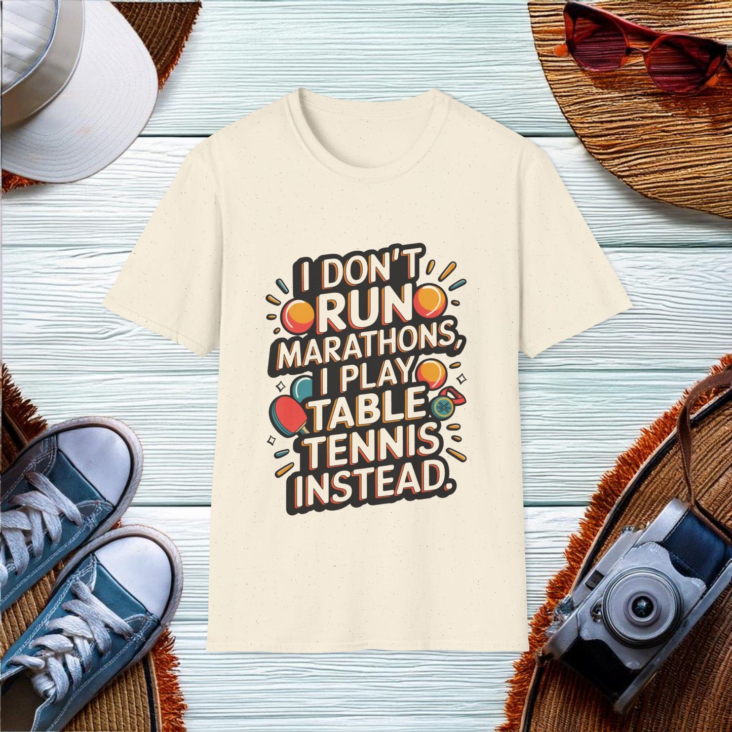 Marathons vs Table Tennis T-Shirt - Location: United States