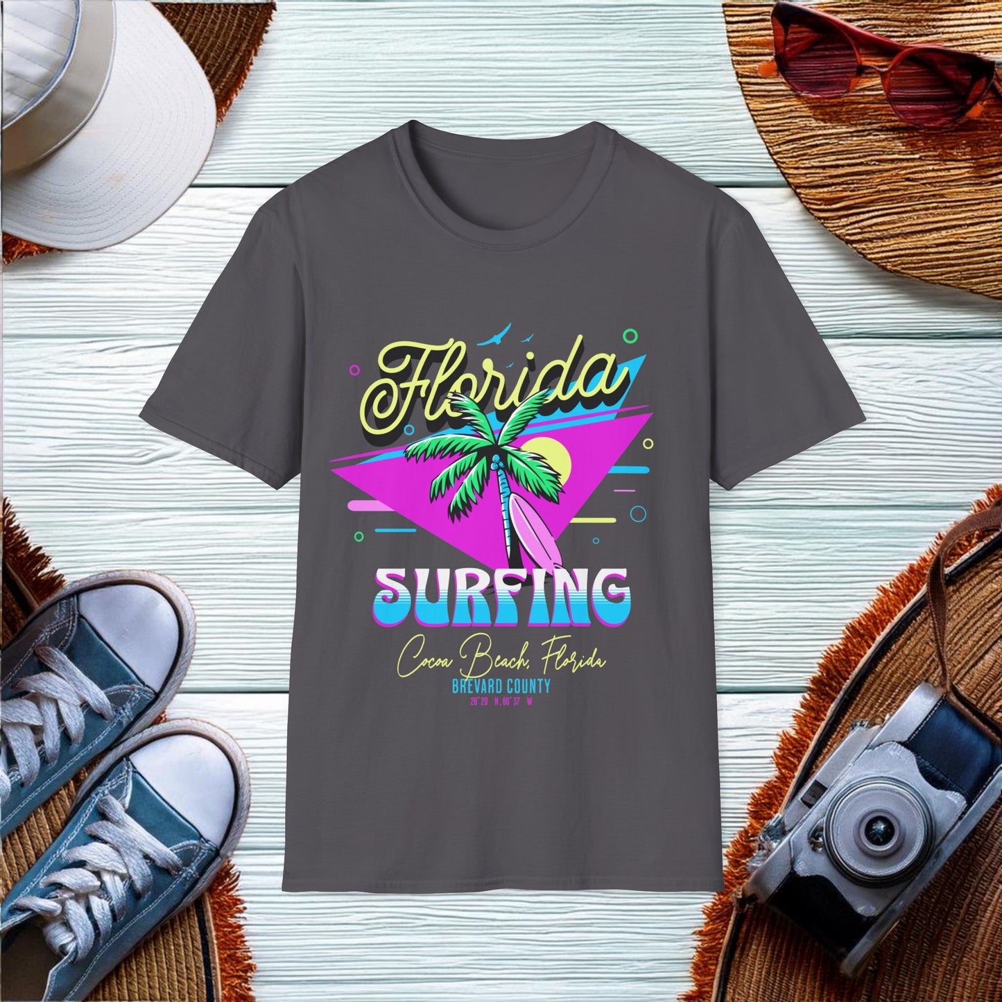 Floria Surfing Cocoa Beach Vintage Design T-Shirt