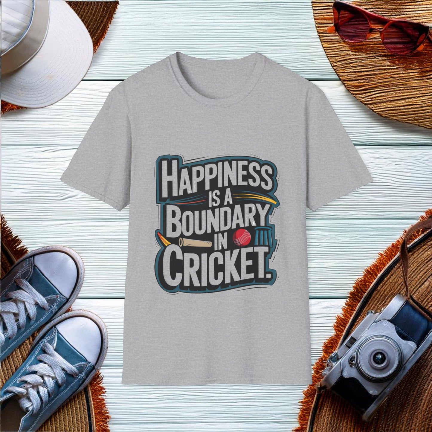 Happiness in Cricket T-Shirt - Location: United States