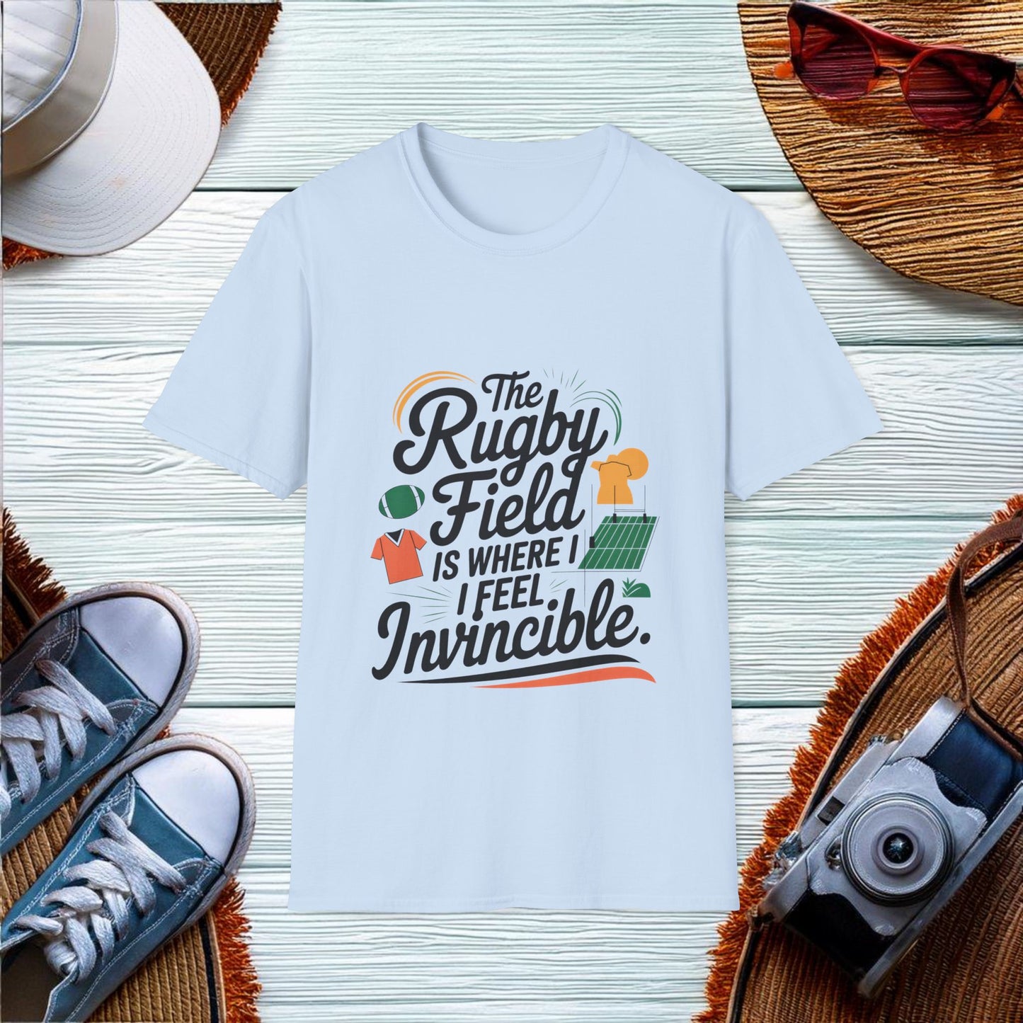 Feeling Invincible on the Rugby Field T-Shirt - Location: United States