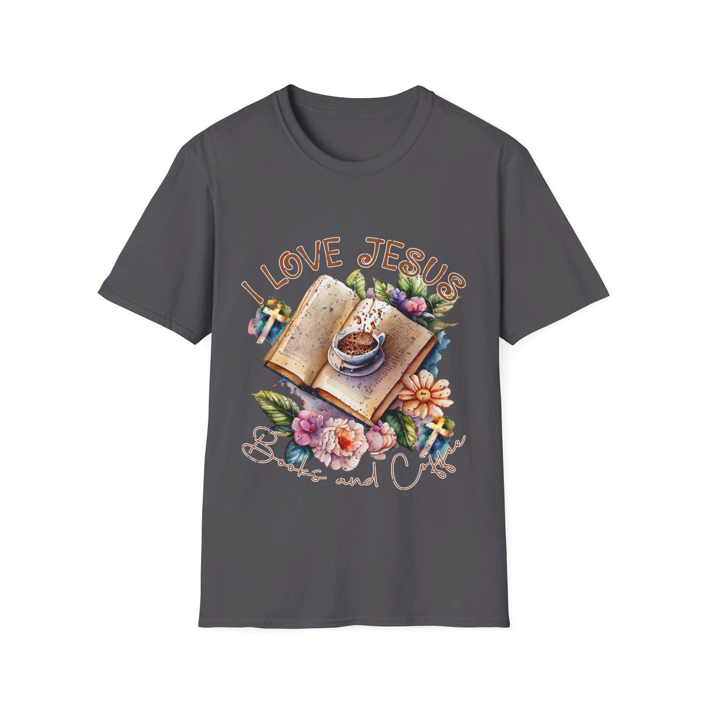 I Love Jesus Books and Coffee  T-Shirt