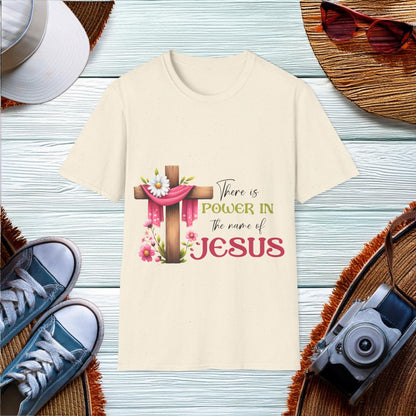 There is power in the name of Jesus - cross Flower  T-Shirt