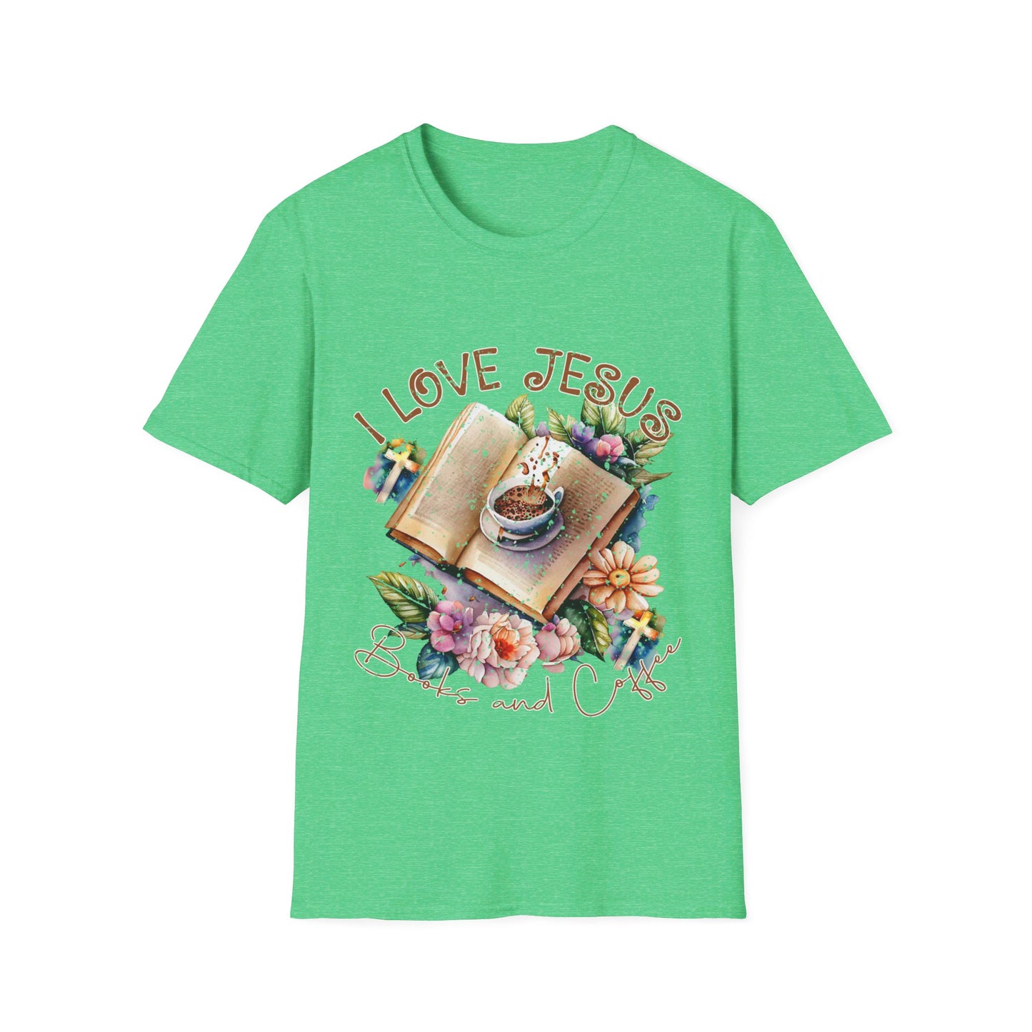 I Love Jesus Books and Coffee  T-Shirt