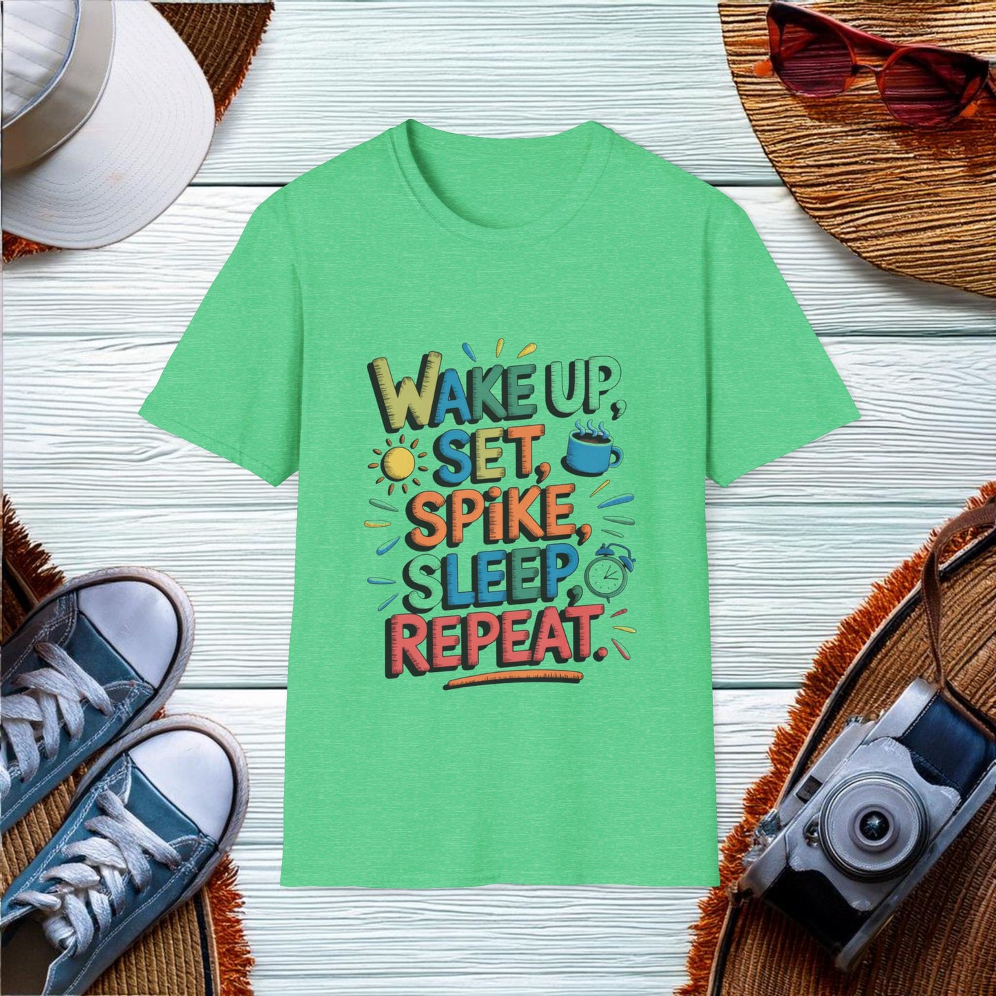 Wake up set spike sleep repeat T-Shirt - Location: United States