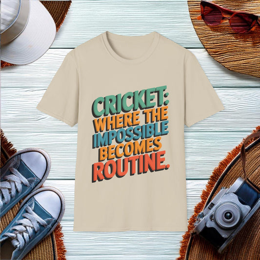 Cricket where the impossible becomes routine T-Shirt - Location: United States