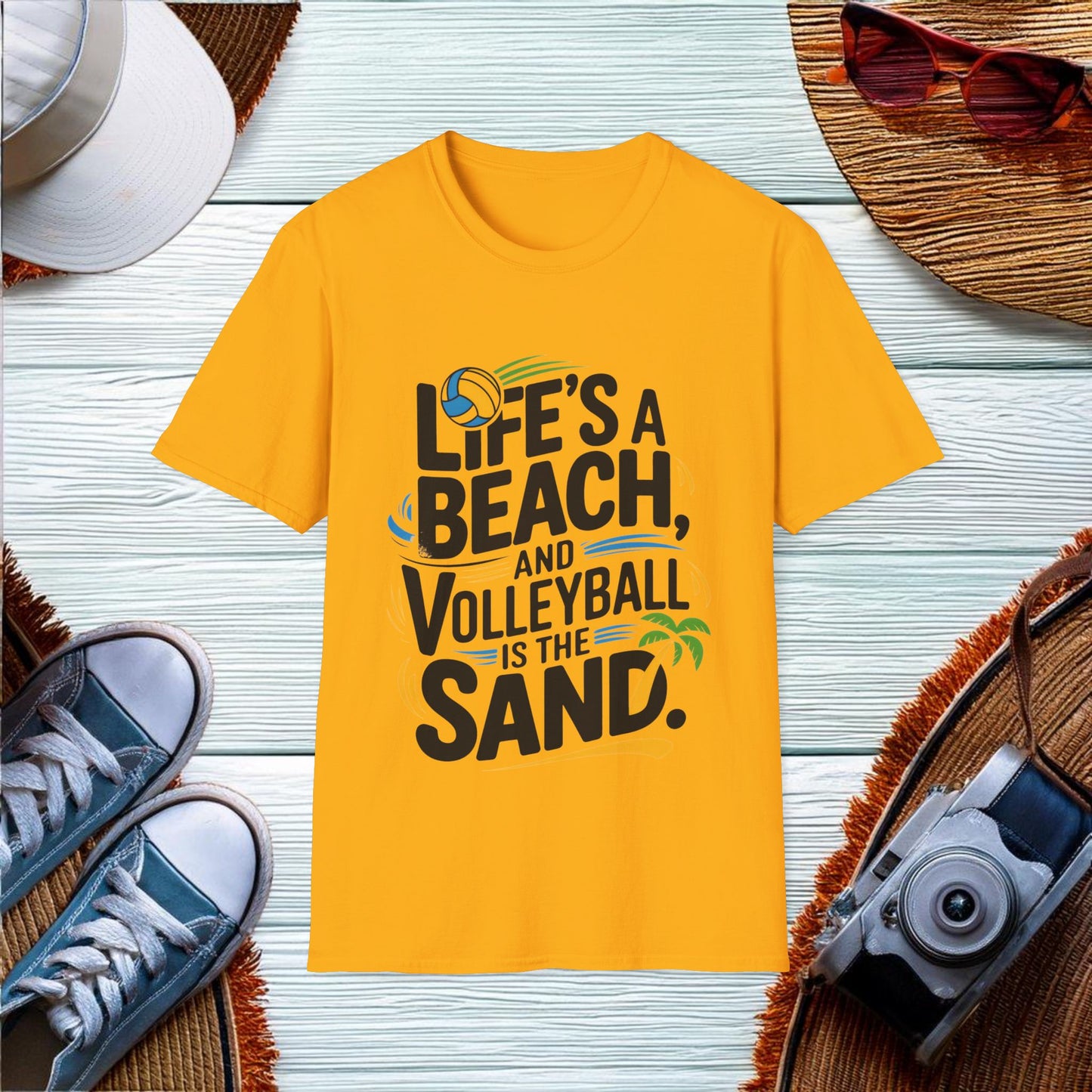 Lifes a beach and volleyball is the sand T-Shirt - Location: United States