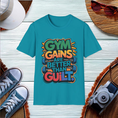 Gym Gains Over Guilt T-Shirt - Location: United States