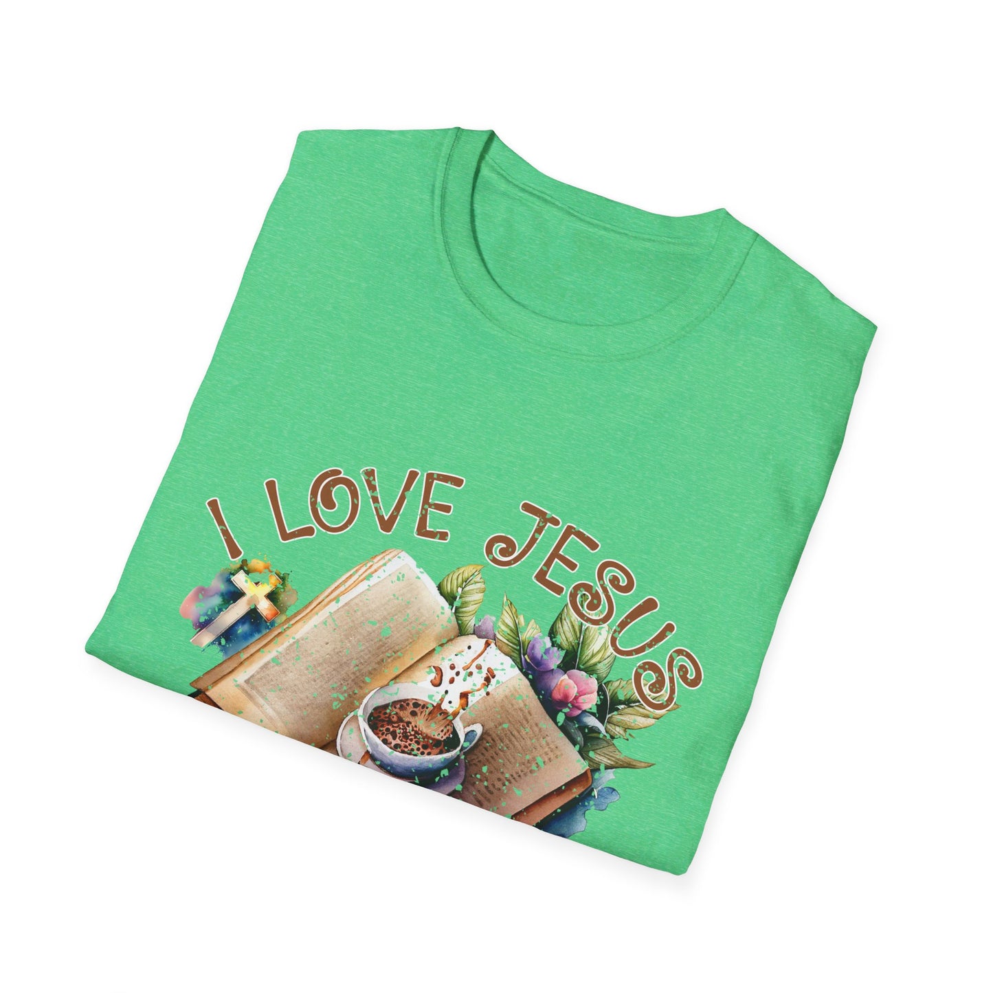 I Love Jesus Books and Coffee  T-Shirt