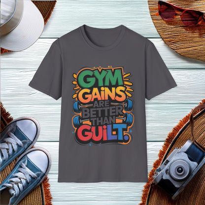 Gym Gains Over Guilt T-Shirt - Location: United States