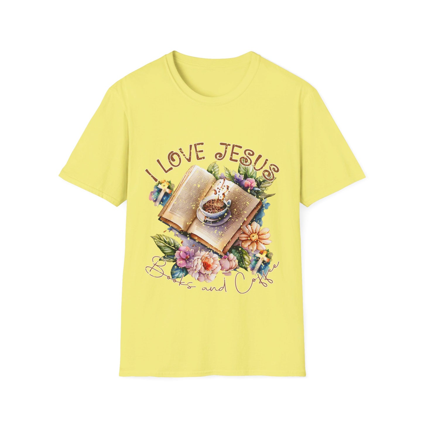 I Love Jesus Books and Coffee  T-Shirt