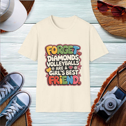 Forget diamonds volleyballs are a girls best friend T-Shirt - Location: United States