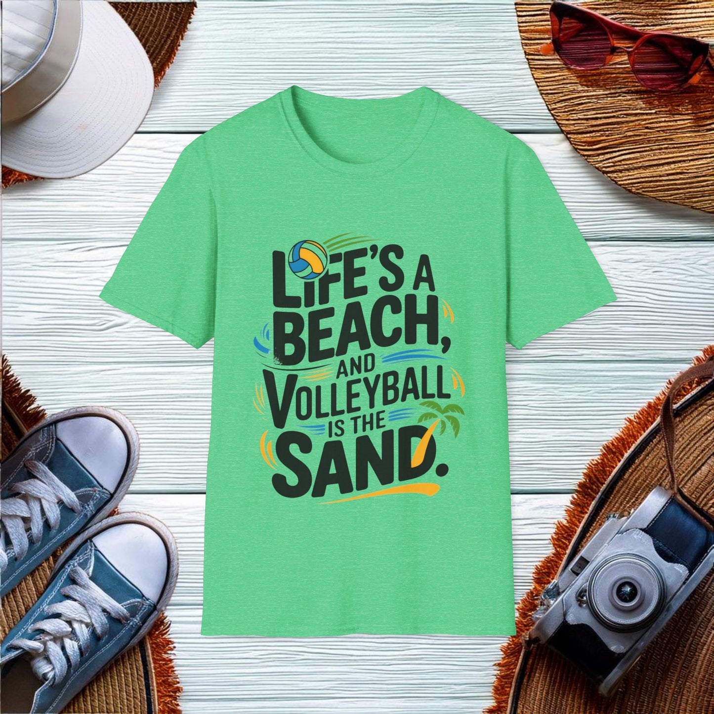 Lifes a beach and volleyball is the sand T-Shirt - Location: United States