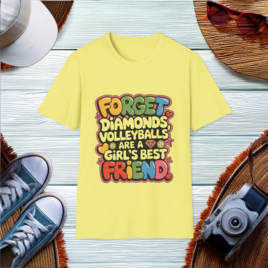 Forget diamonds volleyballs are a girls best friend T-Shirt - Location: United States