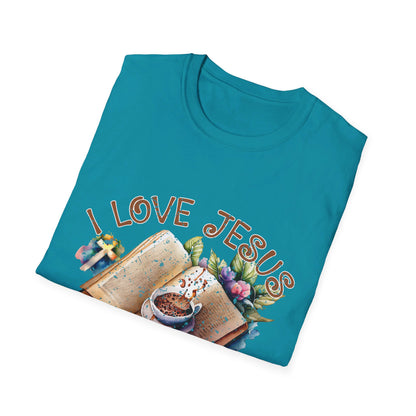 I Love Jesus Books and Coffee  T-Shirt