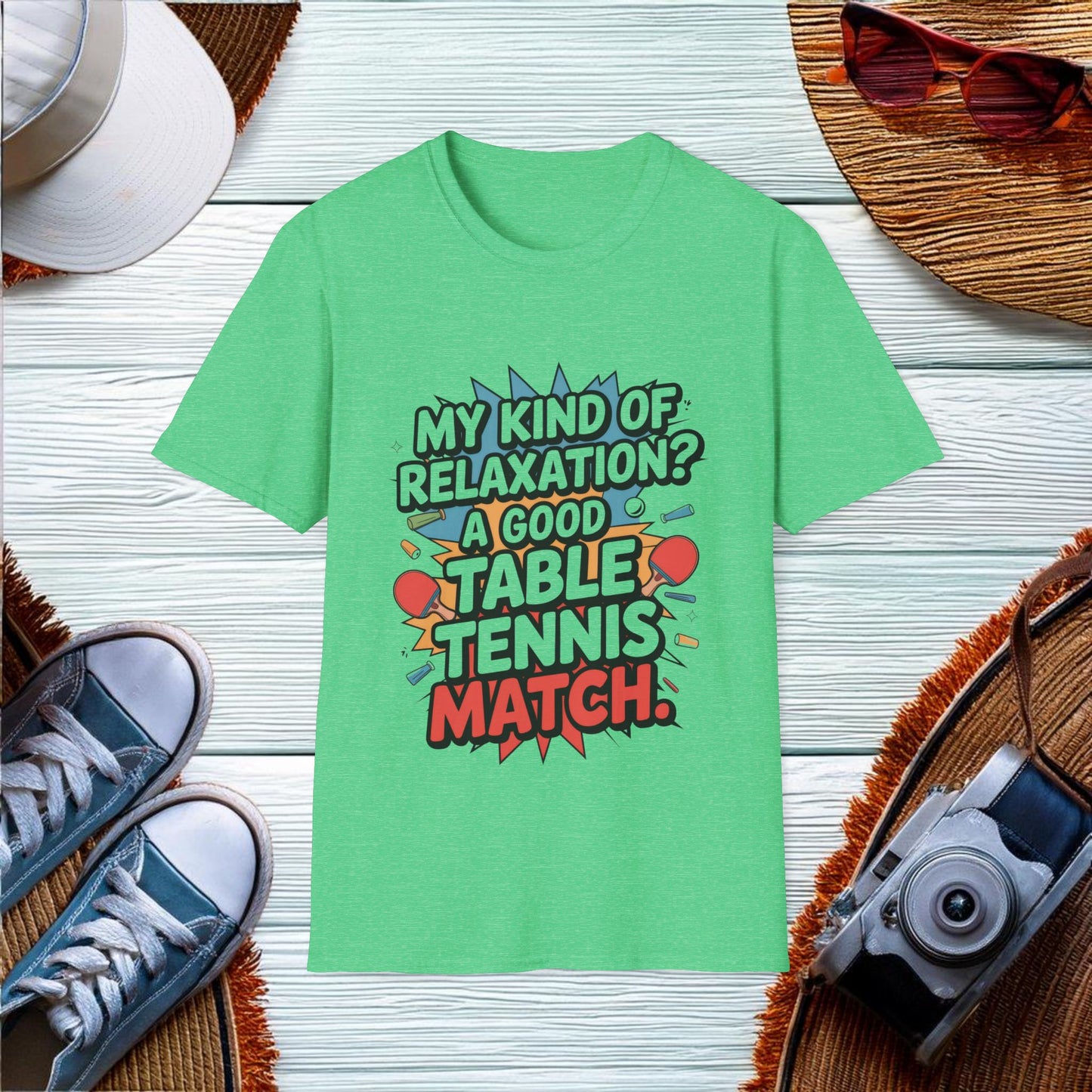 Relaxation in a Table Tennis Match T-Shirt - Location: United States