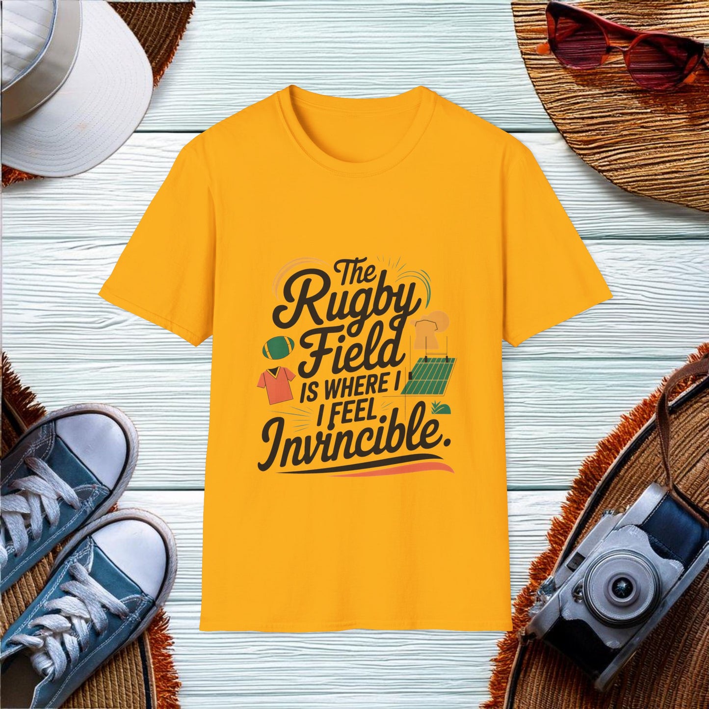 Feeling Invincible on the Rugby Field T-Shirt - Location: United States