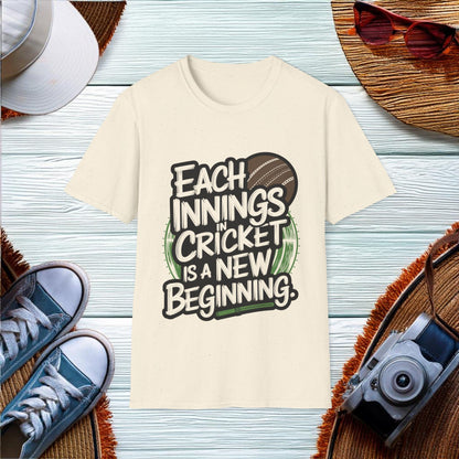 New Beginnings in Cricket T-Shirt - Location: United States