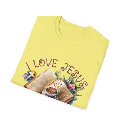 I Love Jesus Books and Coffee  T-Shirt